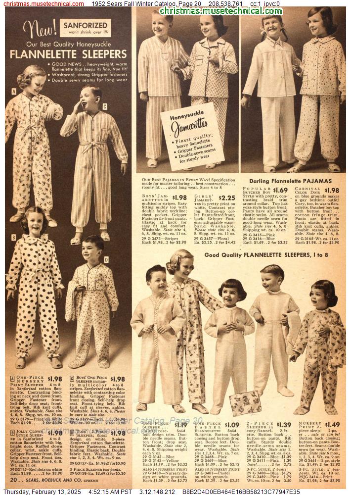 1952 Sears Fall Winter Catalog, Page 20