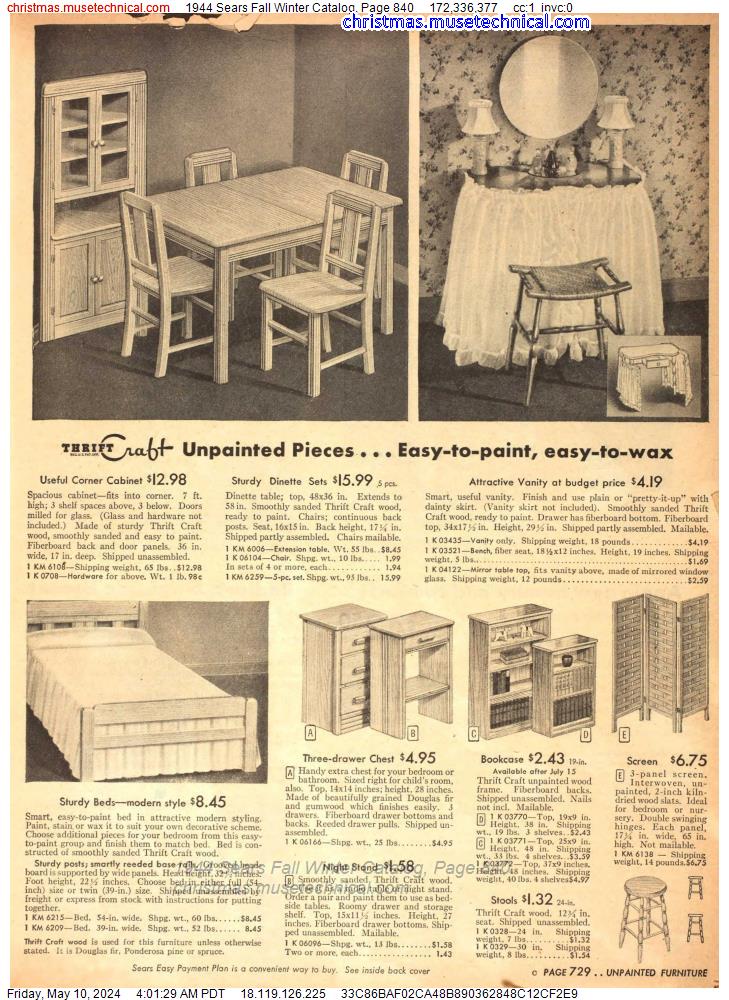 1944 Sears Fall Winter Catalog, Page 840