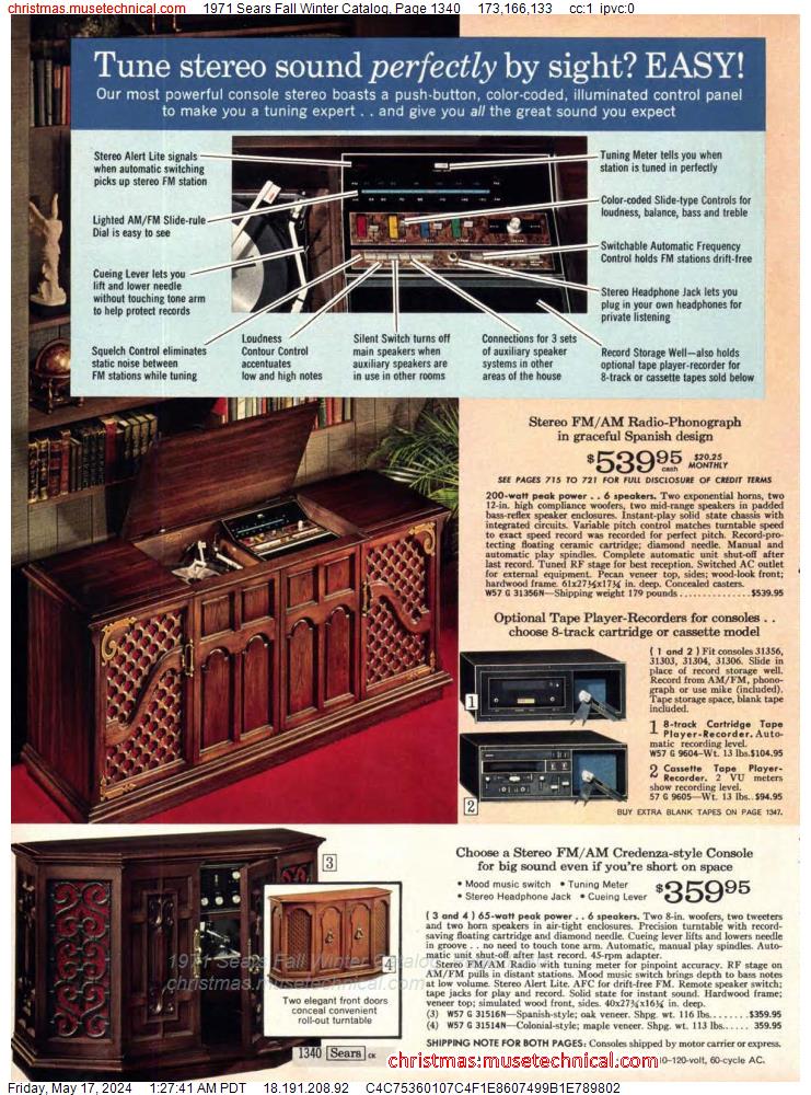 1971 Sears Fall Winter Catalog, Page 1340