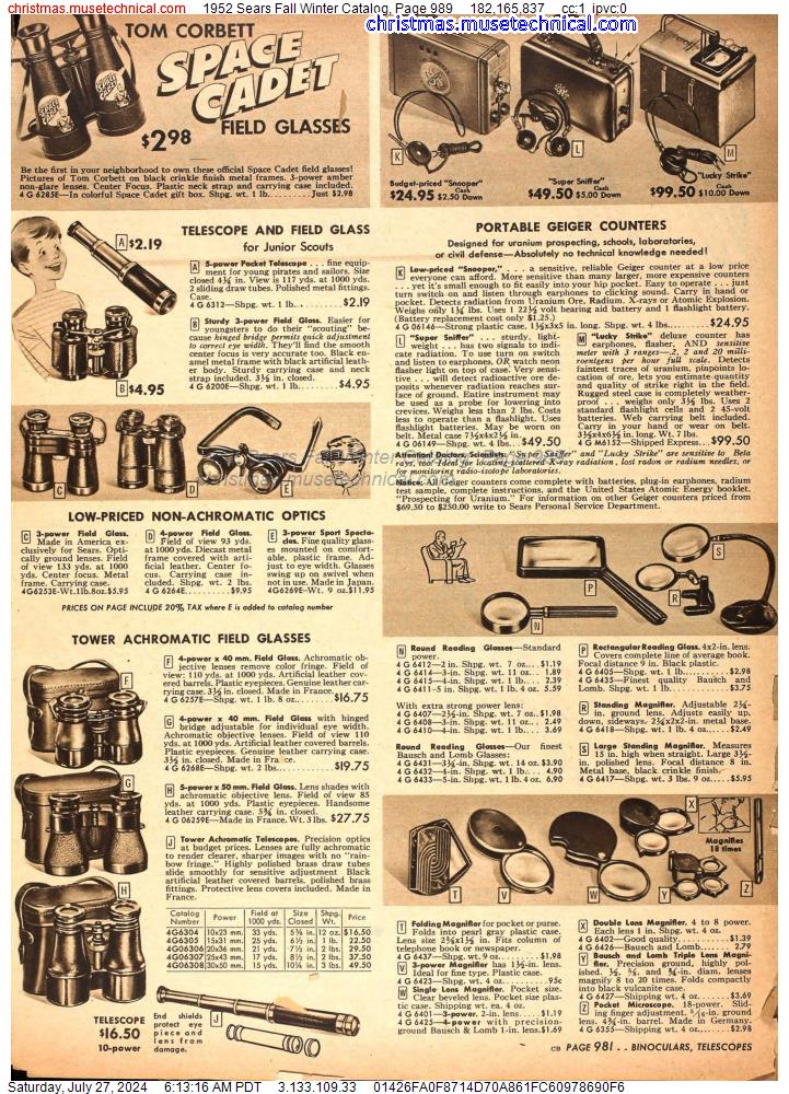 1952 Sears Fall Winter Catalog, Page 989