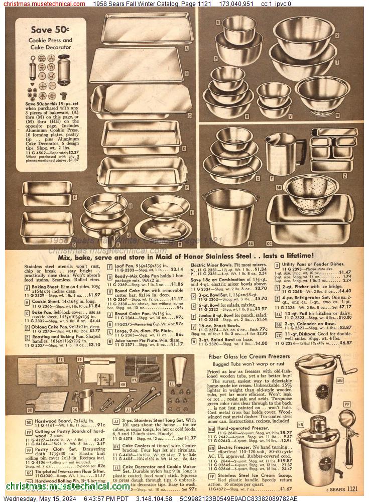 1958 Sears Fall Winter Catalog, Page 1121