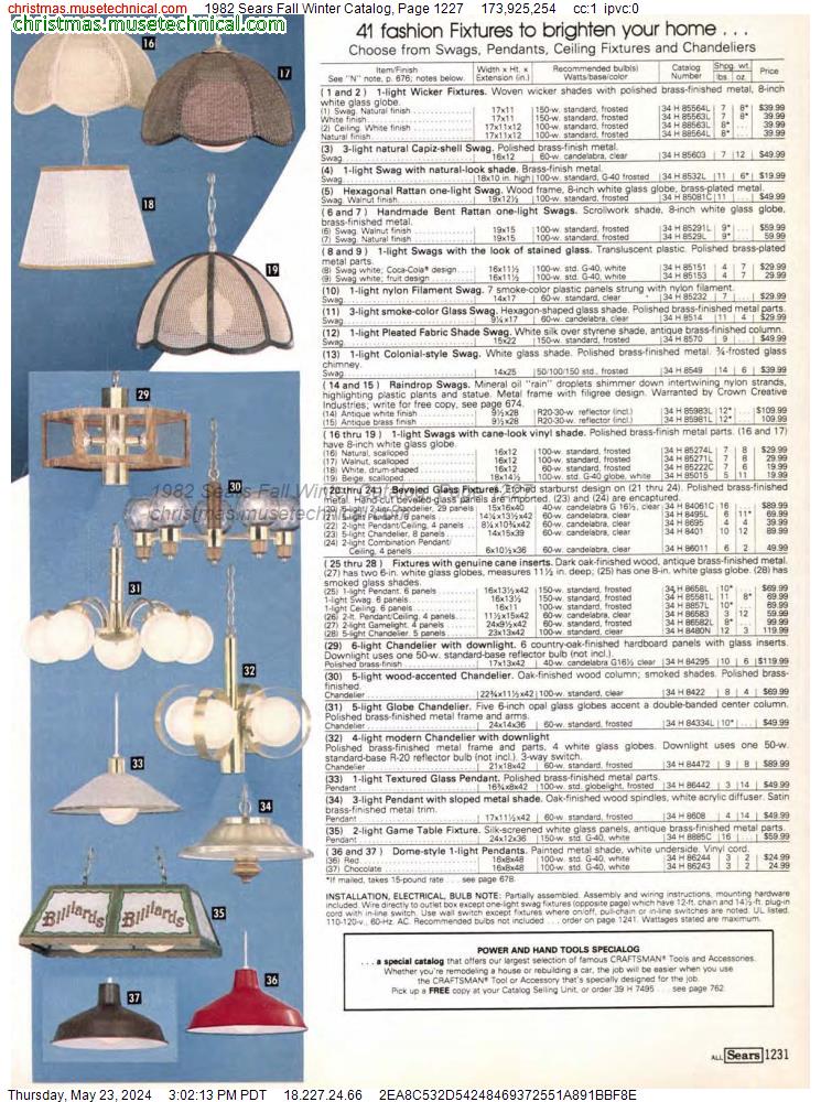 1982 Sears Fall Winter Catalog, Page 1227