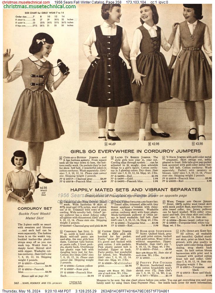 1956 Sears Fall Winter Catalog, Page 358