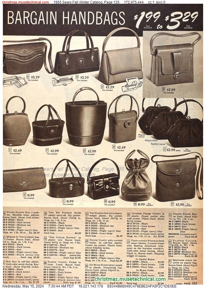 1955 Sears Fall Winter Catalog, Page 135