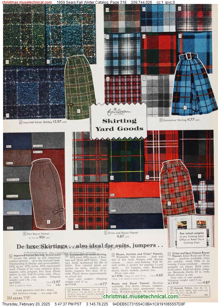 1959 Sears Fall Winter Catalog, Page 318