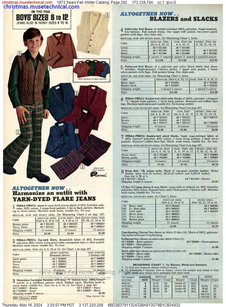 1973 Sears Fall Winter Catalog, Page 292
