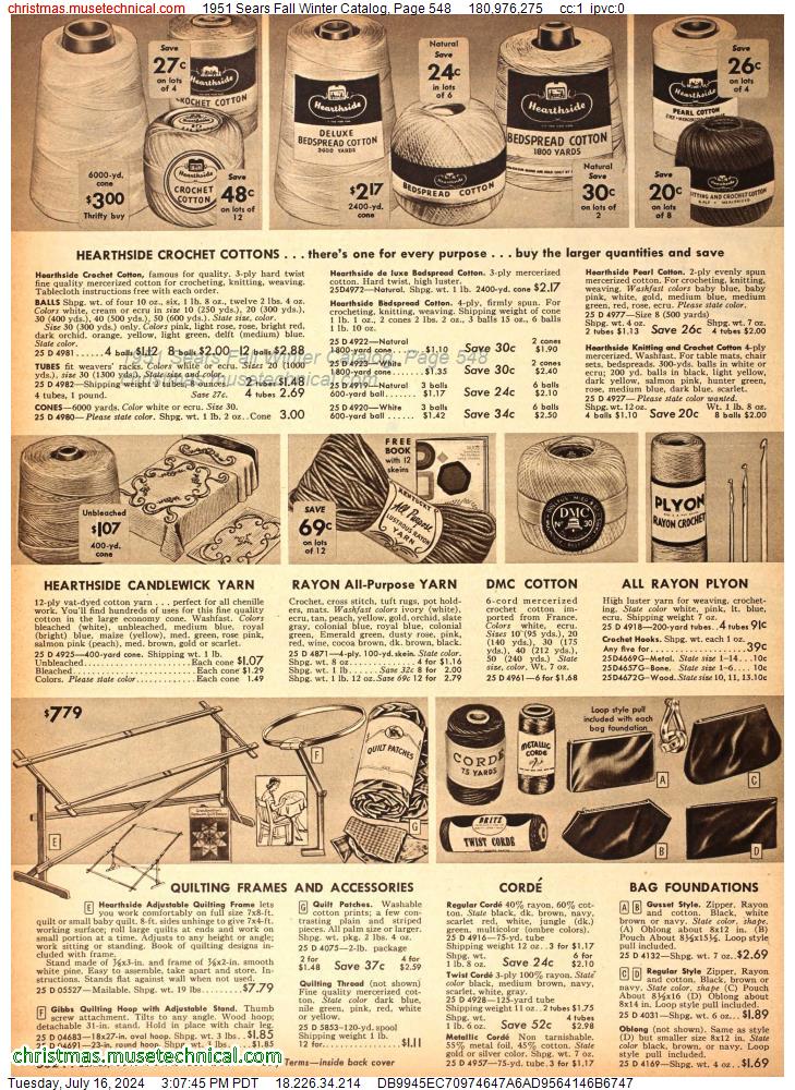 1951 Sears Fall Winter Catalog, Page 548