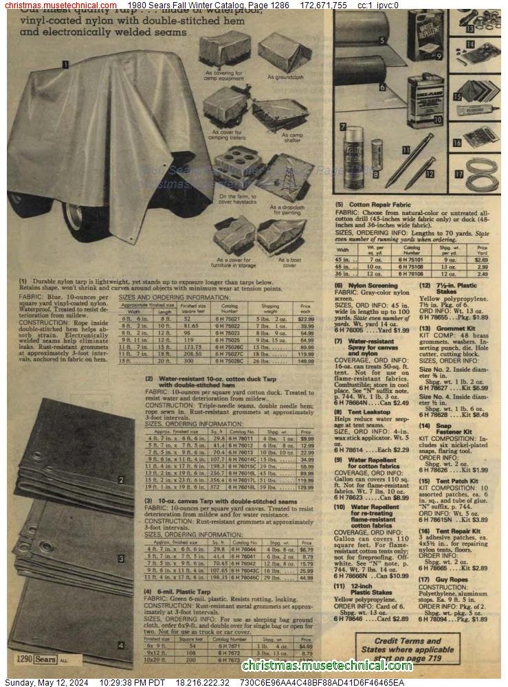 1980 Sears Fall Winter Catalog, Page 1286