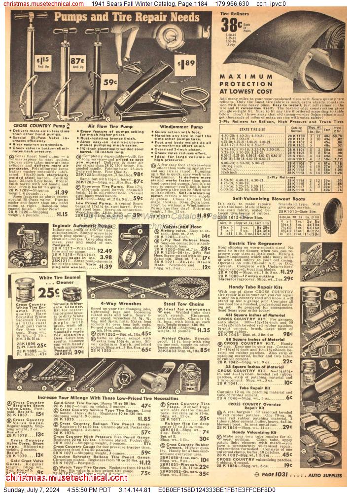 1941 Sears Fall Winter Catalog, Page 1184