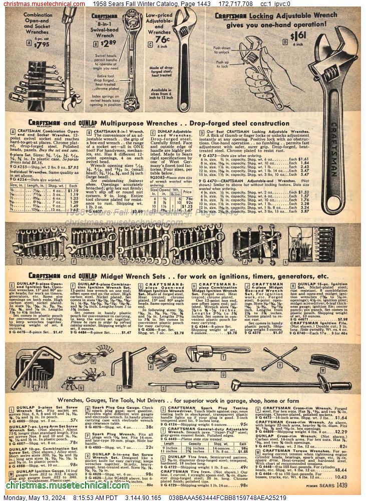 1958 Sears Fall Winter Catalog, Page 1443