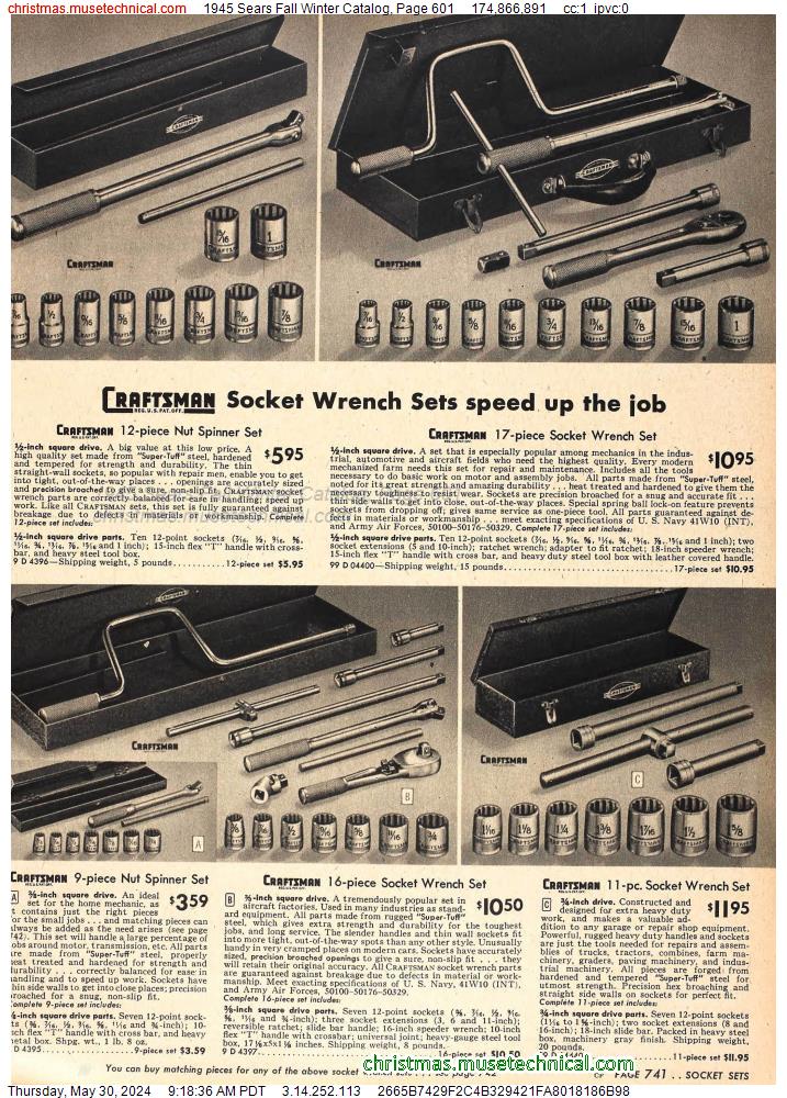 1945 Sears Fall Winter Catalog, Page 601