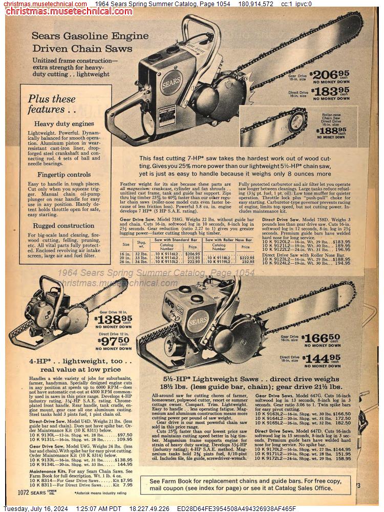1964 Sears Spring Summer Catalog, Page 1054
