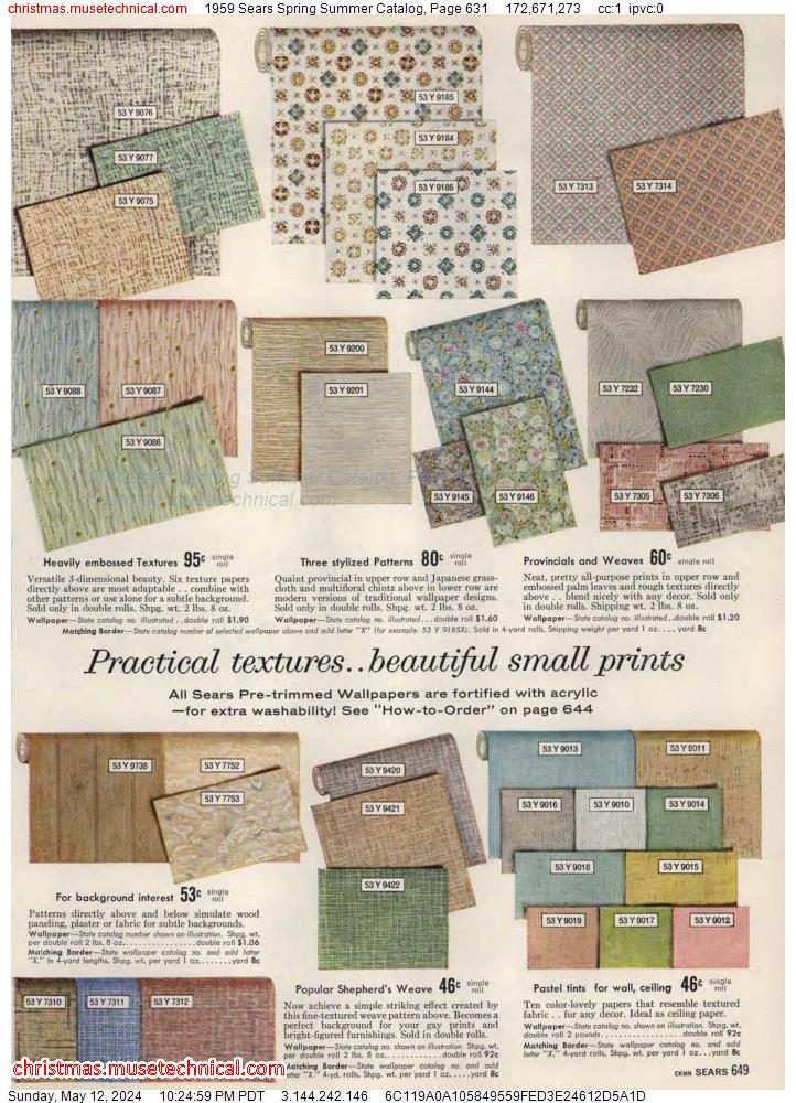 1959 Sears Spring Summer Catalog, Page 631