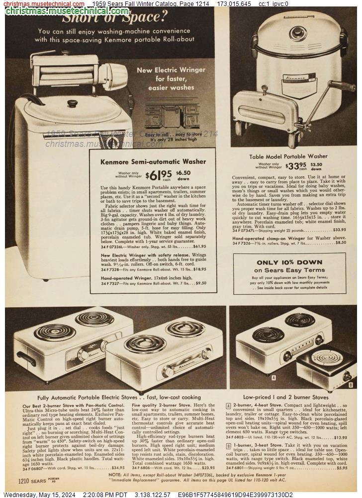 1959 Sears Fall Winter Catalog, Page 1214