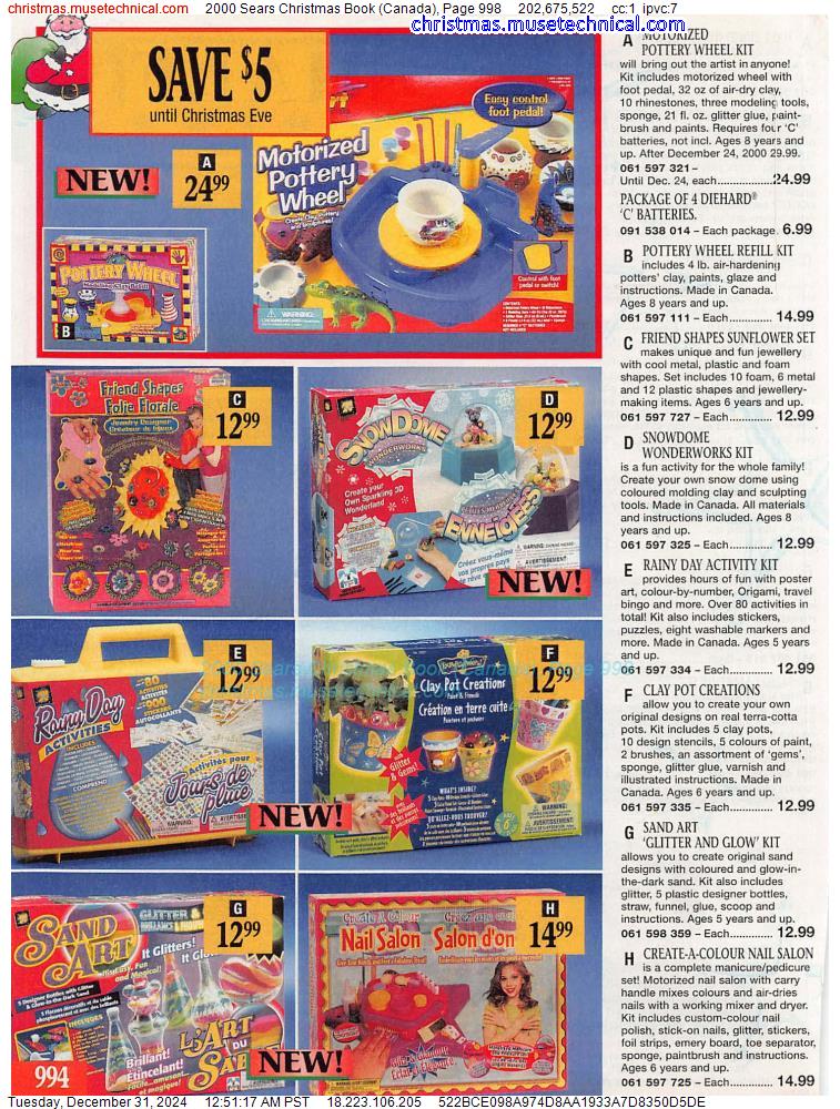 2000 Sears Christmas Book (Canada), Page 998