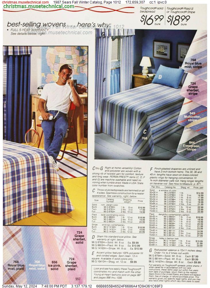 1987 Sears Fall Winter Catalog, Page 1012