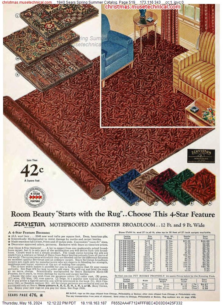 1940 Sears Spring Summer Catalog, Page 519