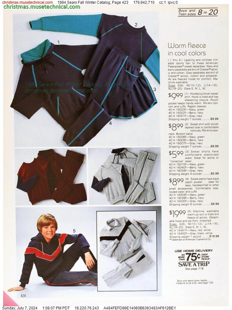 1984 Sears Fall Winter Catalog, Page 423