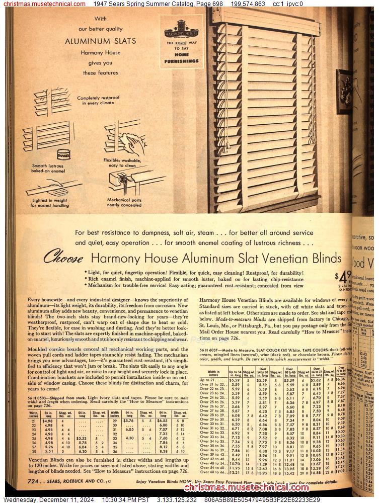 1947 Sears Spring Summer Catalog, Page 698