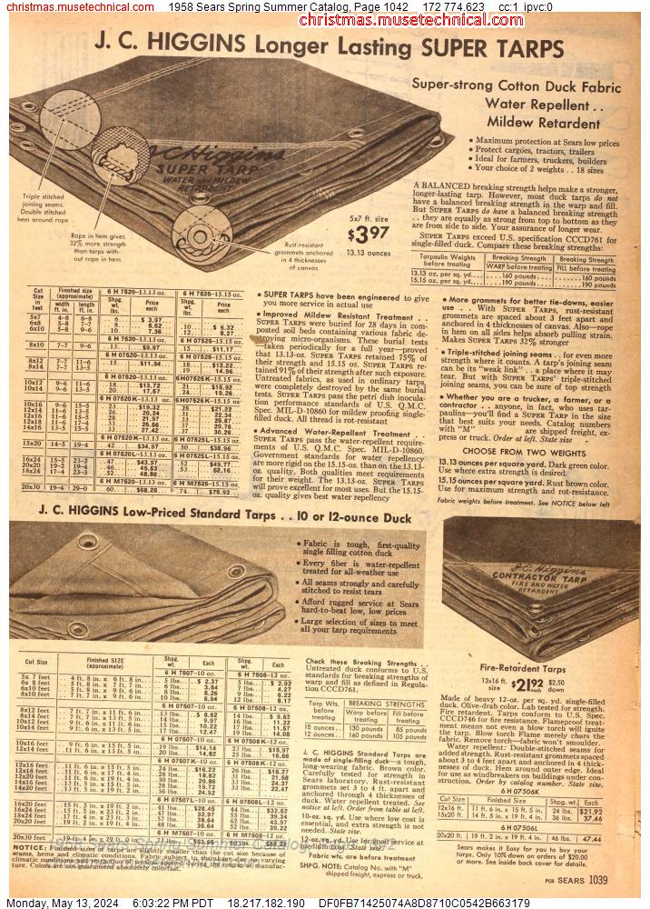 1958 Sears Spring Summer Catalog, Page 1042