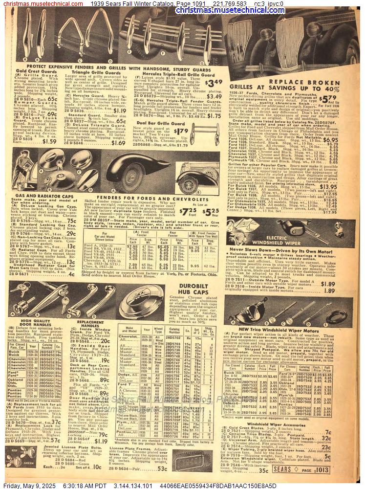 1939 Sears Fall Winter Catalog, Page 1091