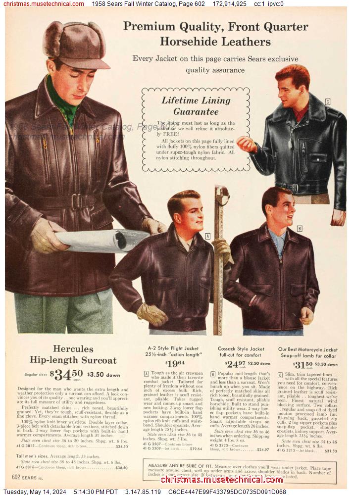 1958 Sears Fall Winter Catalog, Page 602