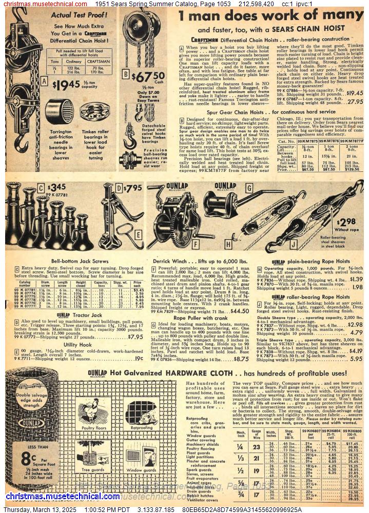 1951 Sears Spring Summer Catalog, Page 1053