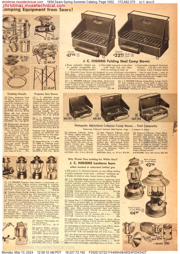 1958 Sears Spring Summer Catalog, Page 1052