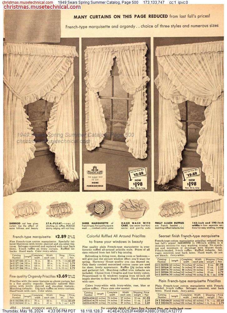 1949 Sears Spring Summer Catalog, Page 500