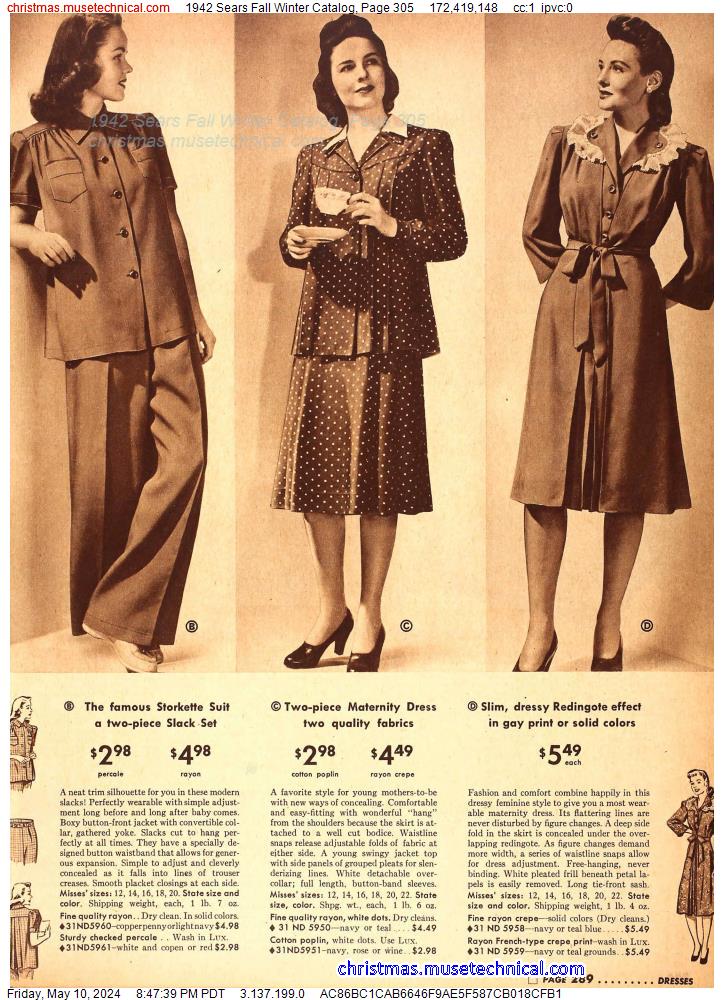 1942 Sears Fall Winter Catalog, Page 305