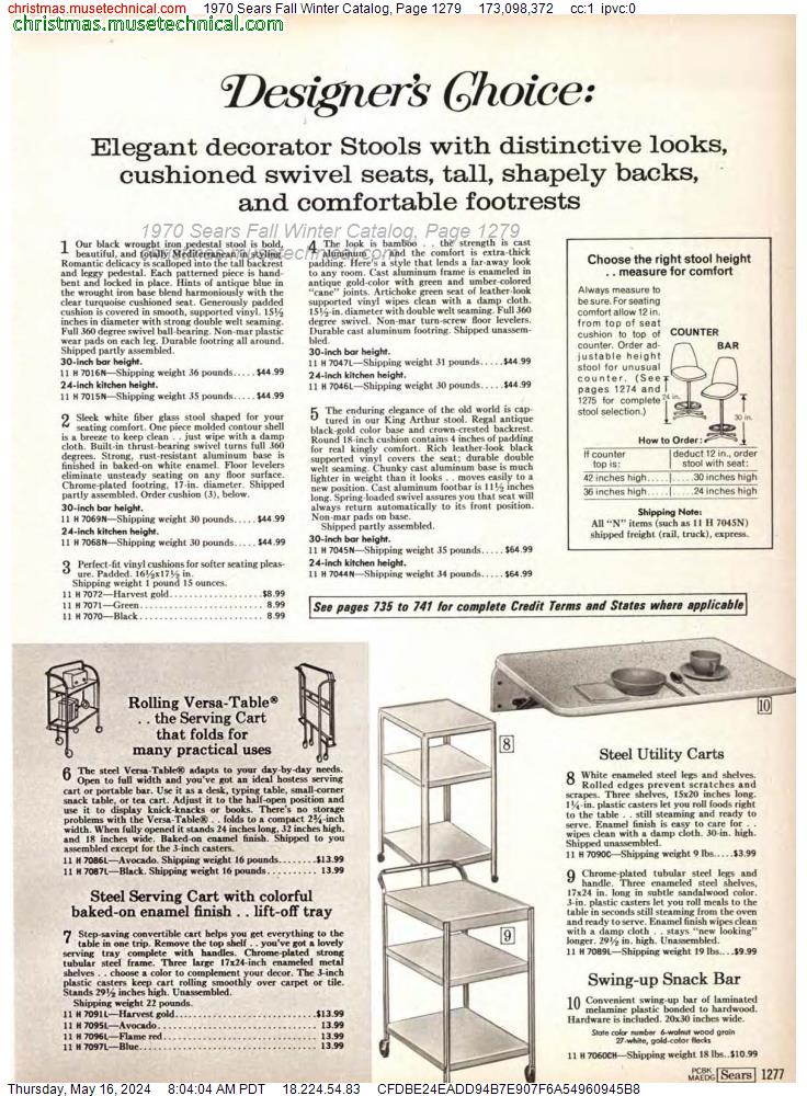 1970 Sears Fall Winter Catalog, Page 1279