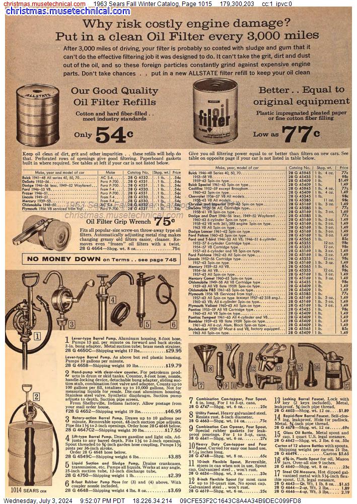 1963 Sears Fall Winter Catalog, Page 1015