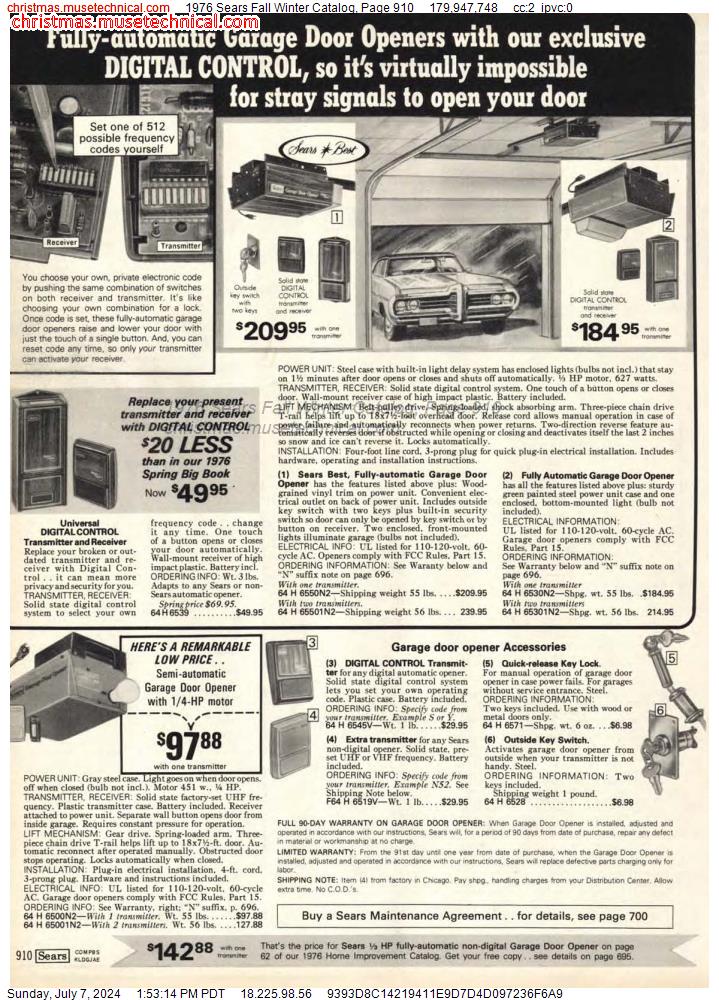 1976 Sears Fall Winter Catalog, Page 910