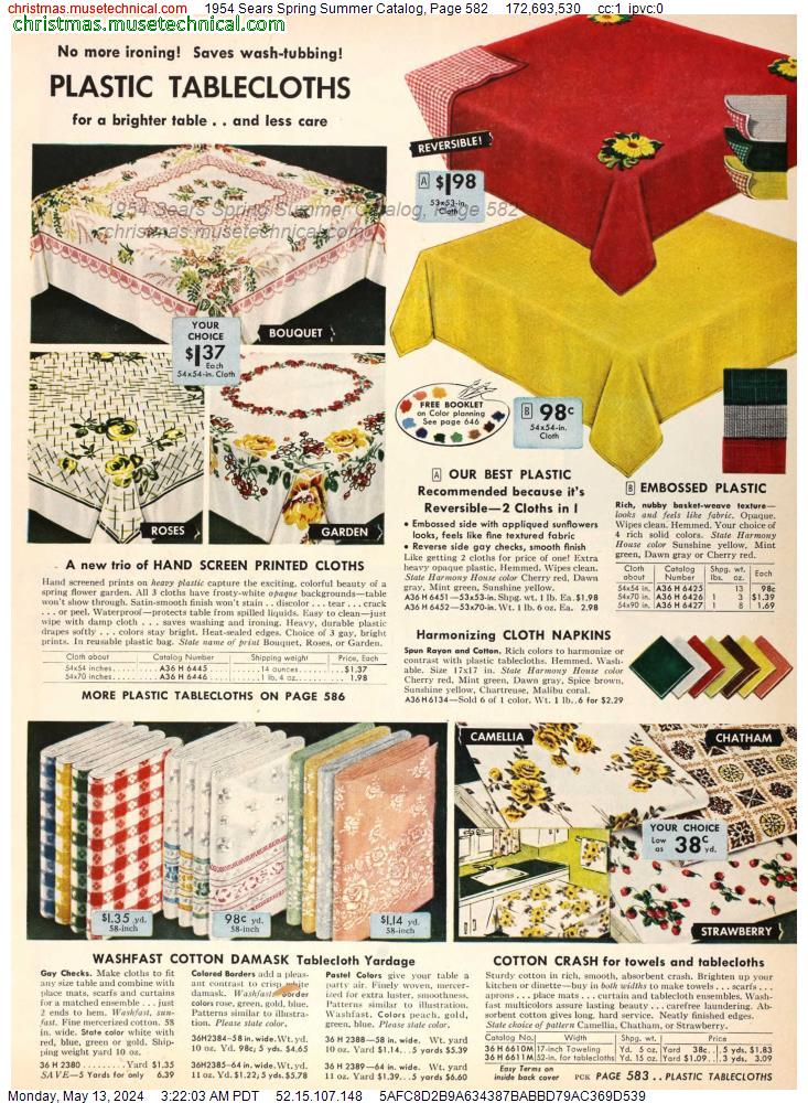 1954 Sears Spring Summer Catalog, Page 582