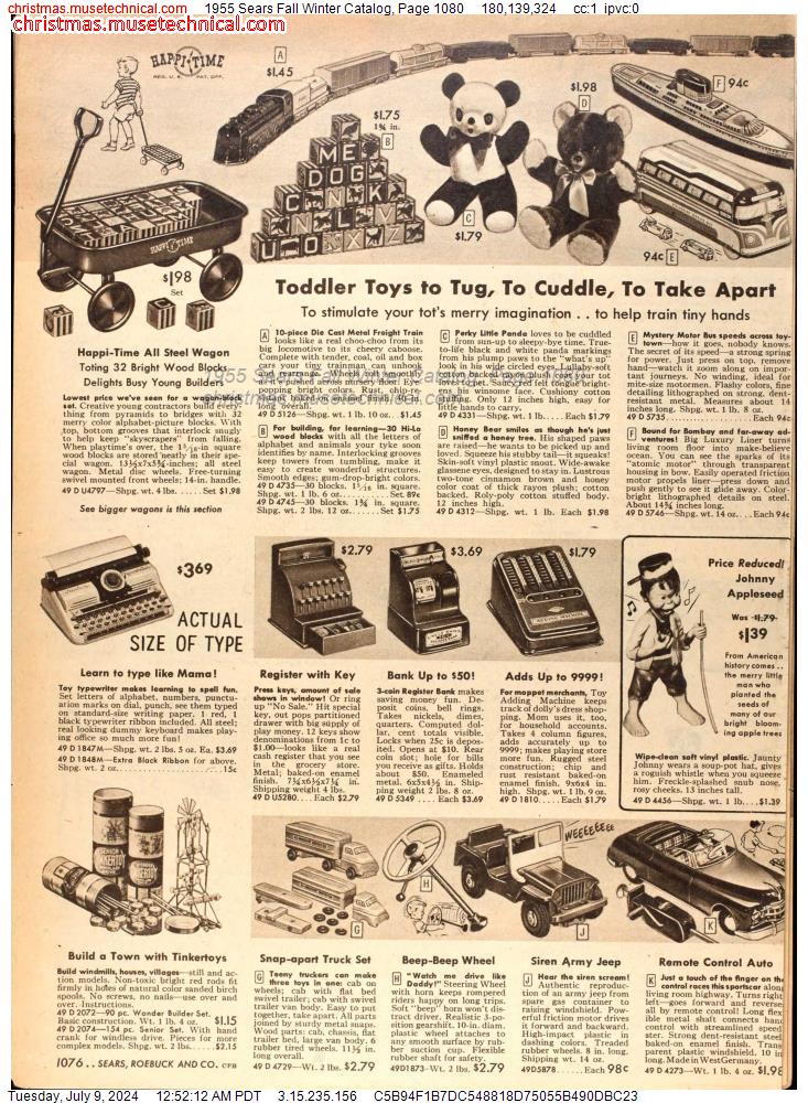 1955 Sears Fall Winter Catalog, Page 1080