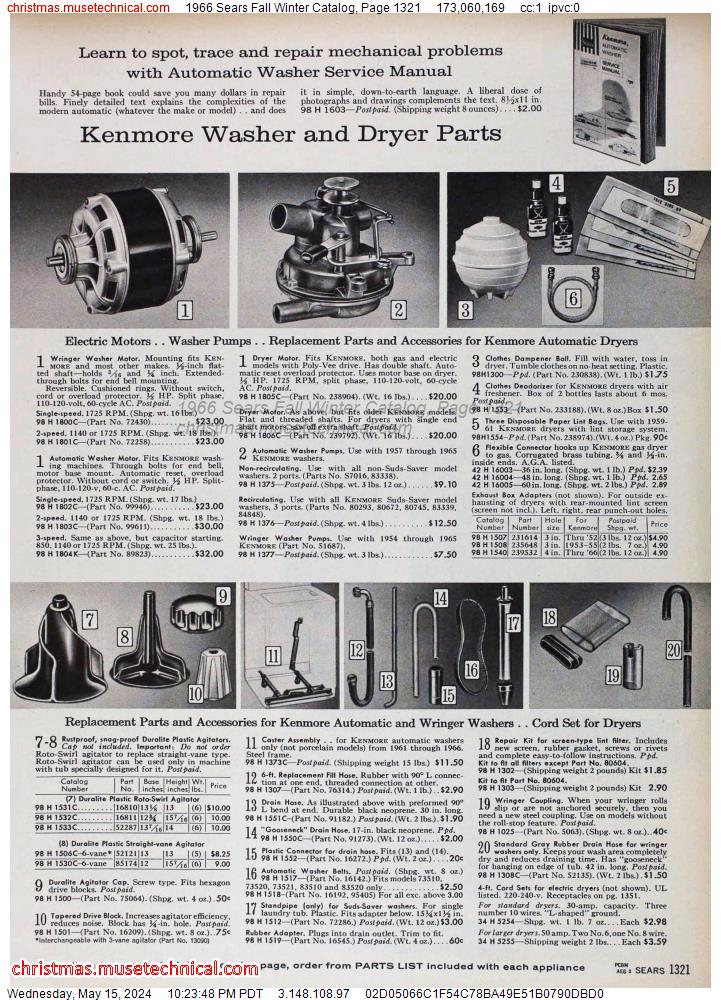 1966 Sears Fall Winter Catalog, Page 1321