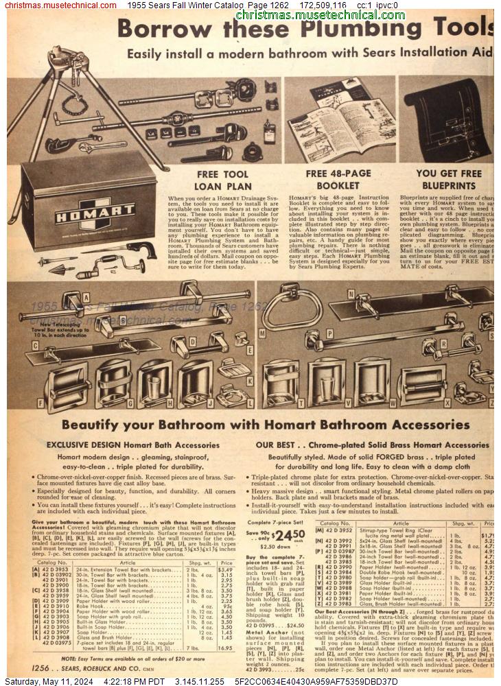 1955 Sears Fall Winter Catalog, Page 1262