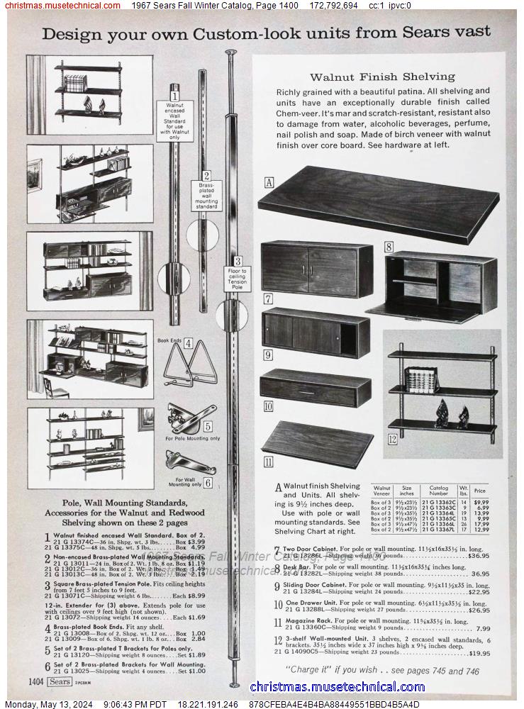 1967 Sears Fall Winter Catalog, Page 1400