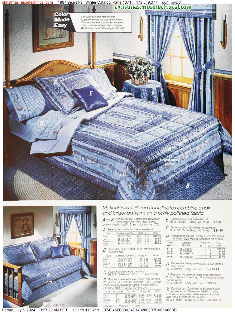 1987 Sears Fall Winter Catalog, Page 1071