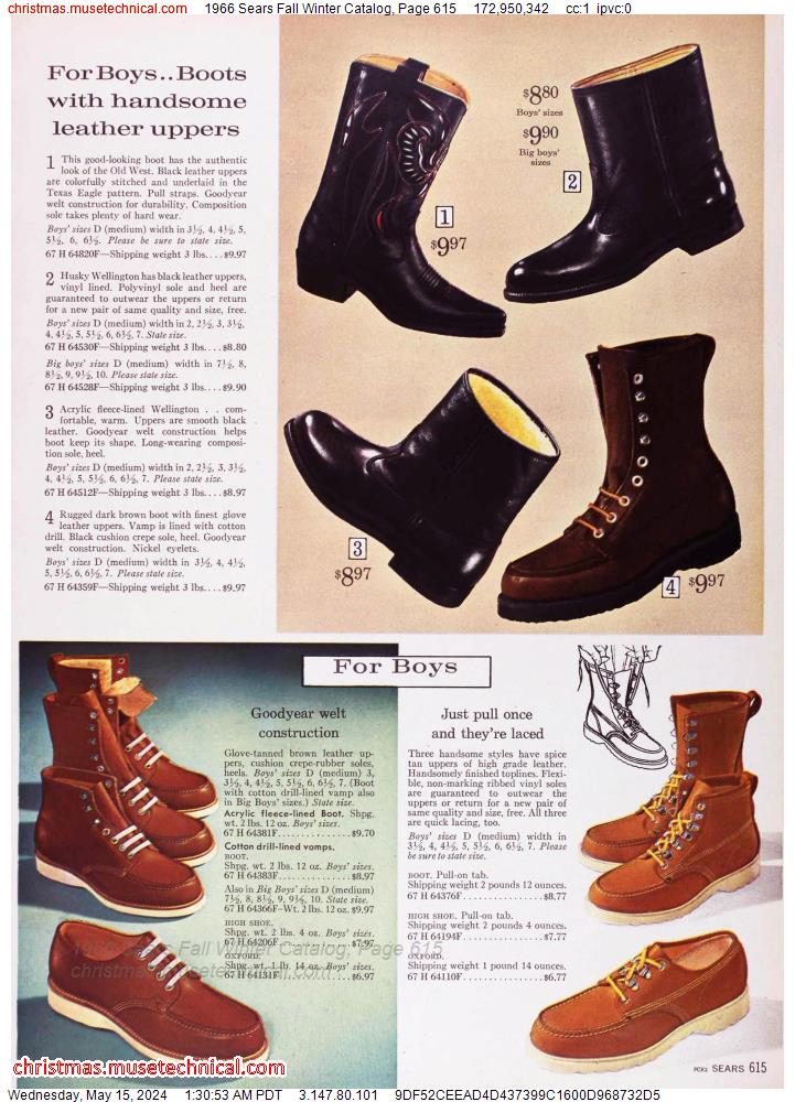 1966 Sears Fall Winter Catalog, Page 615