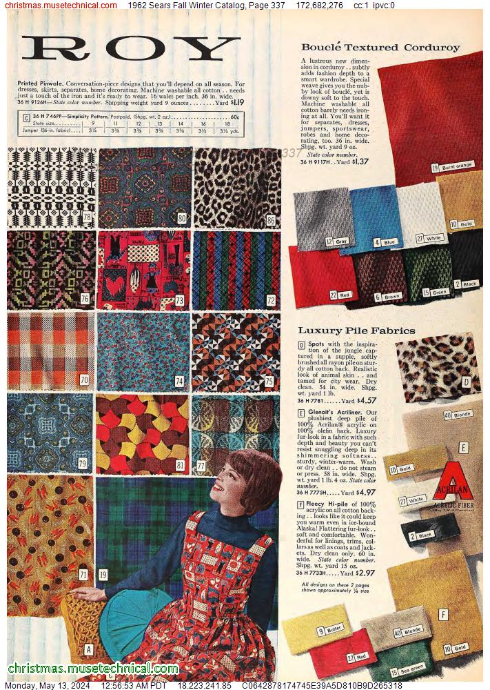 1962 Sears Fall Winter Catalog, Page 337