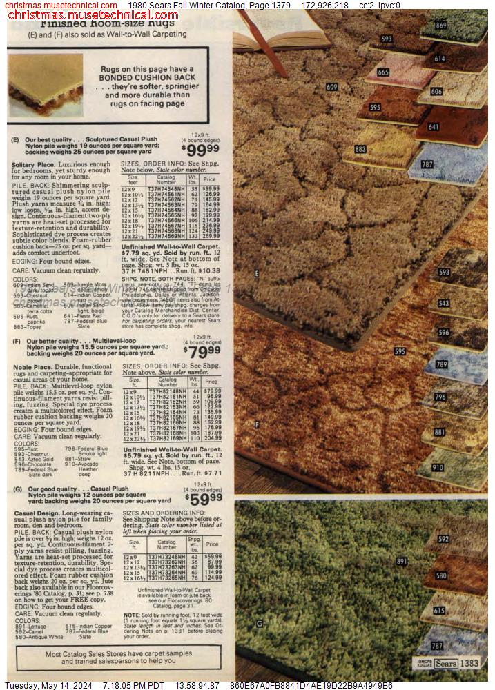 1980 Sears Fall Winter Catalog, Page 1379
