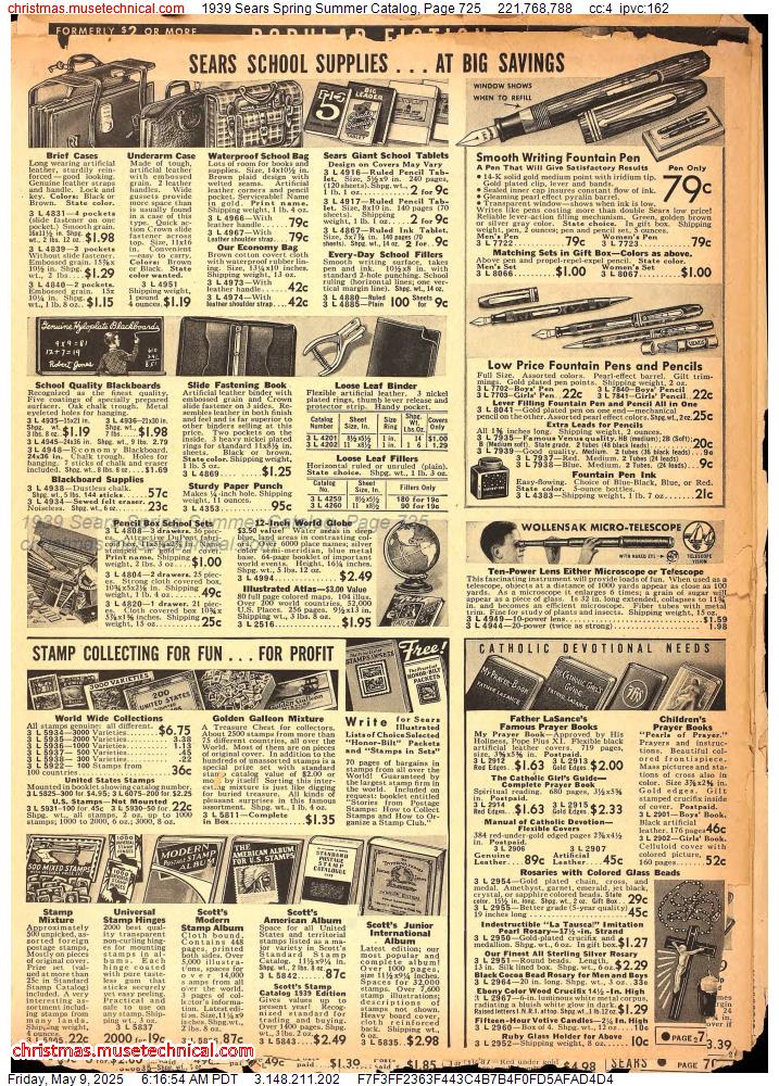 1939 Sears Spring Summer Catalog, Page 725