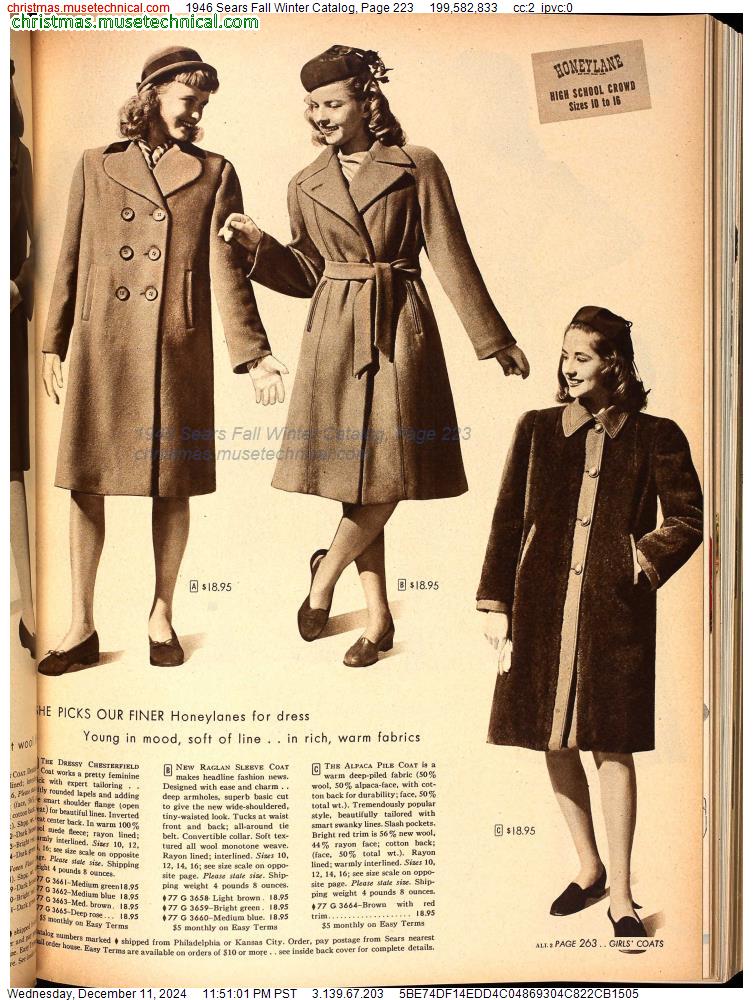 1946 Sears Fall Winter Catalog, Page 223