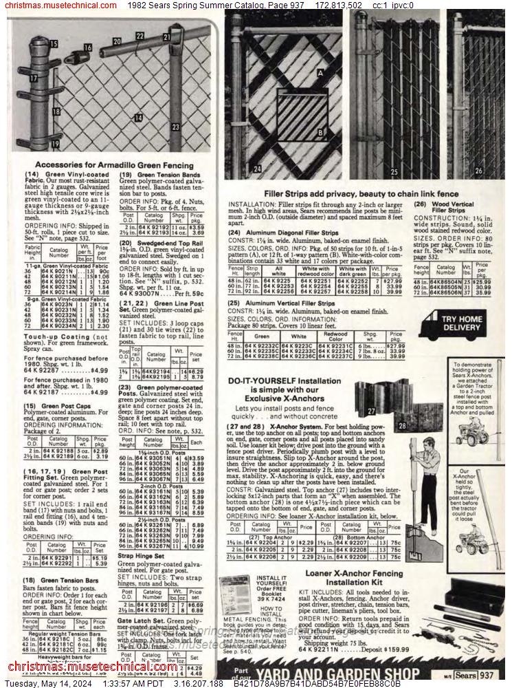 1982 Sears Spring Summer Catalog, Page 937