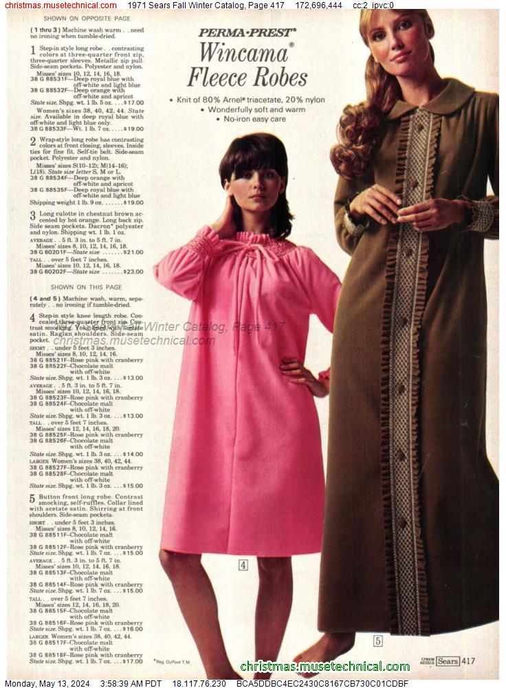 1971 Sears Fall Winter Catalog, Page 417