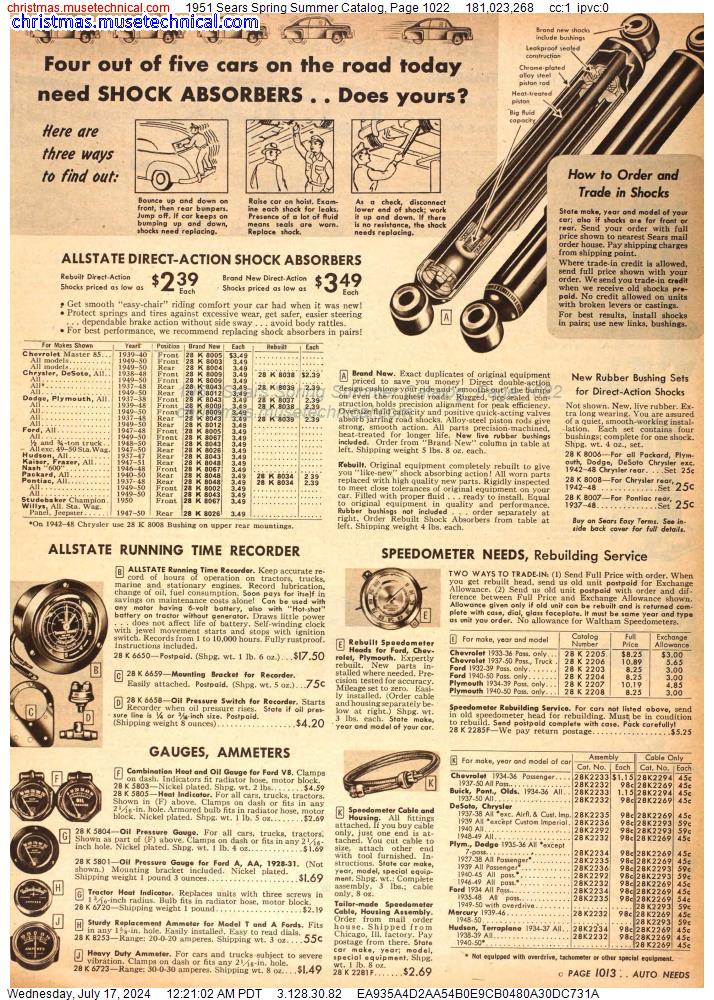 1951 Sears Spring Summer Catalog, Page 1022