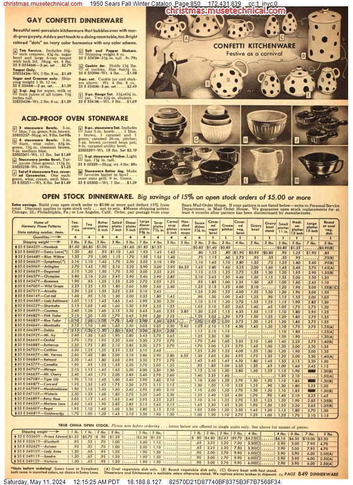 1950 Sears Fall Winter Catalog, Page 850