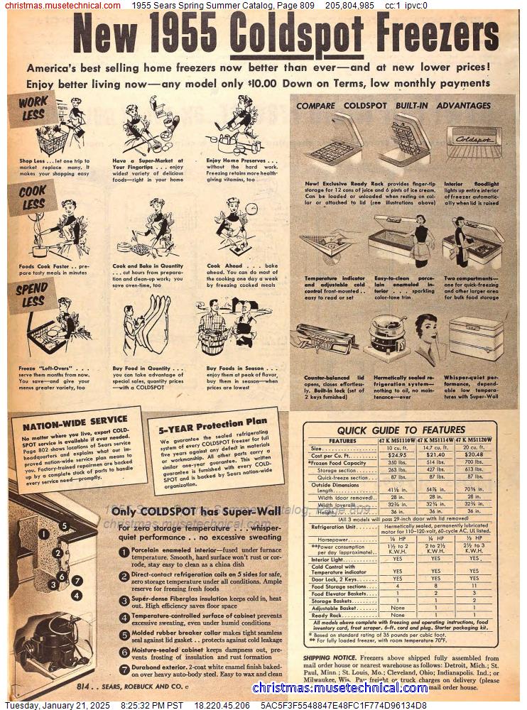 1955 Sears Spring Summer Catalog, Page 809