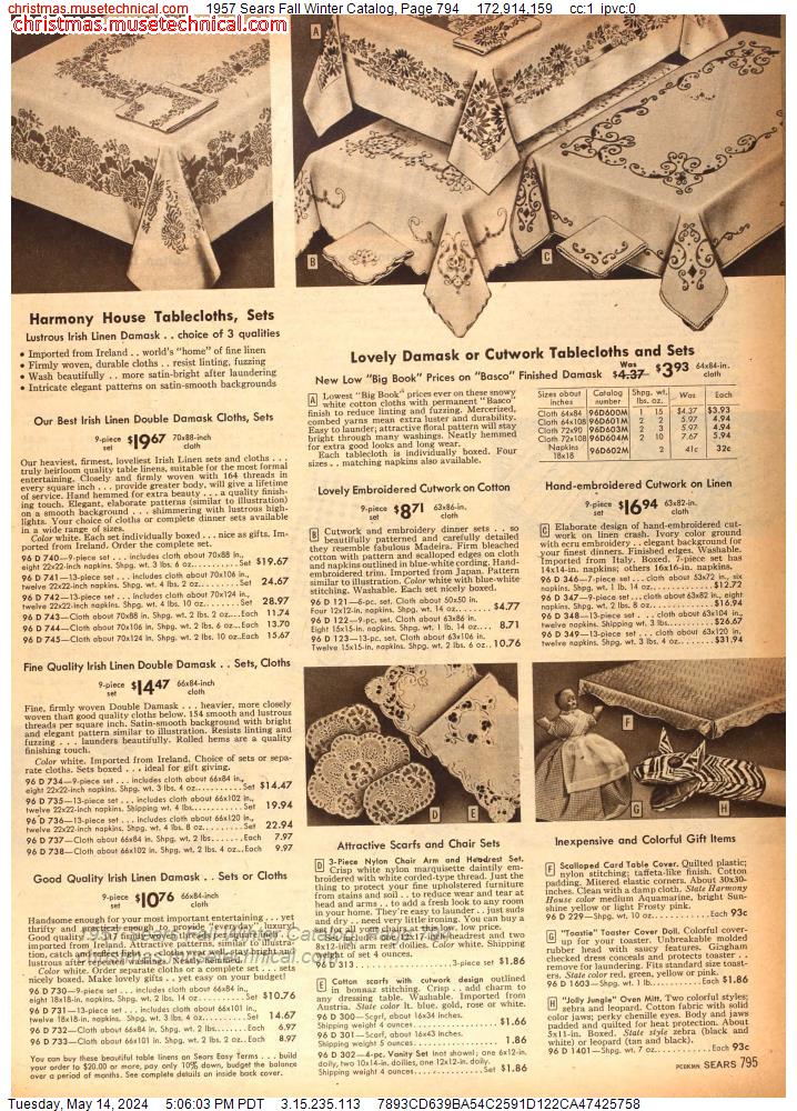 1957 Sears Fall Winter Catalog, Page 794